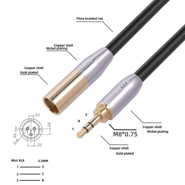 SB423M120-03 3.5mm Male to Mini XLR 3pin Male Audio Cable, Length: 30cm - Image 5