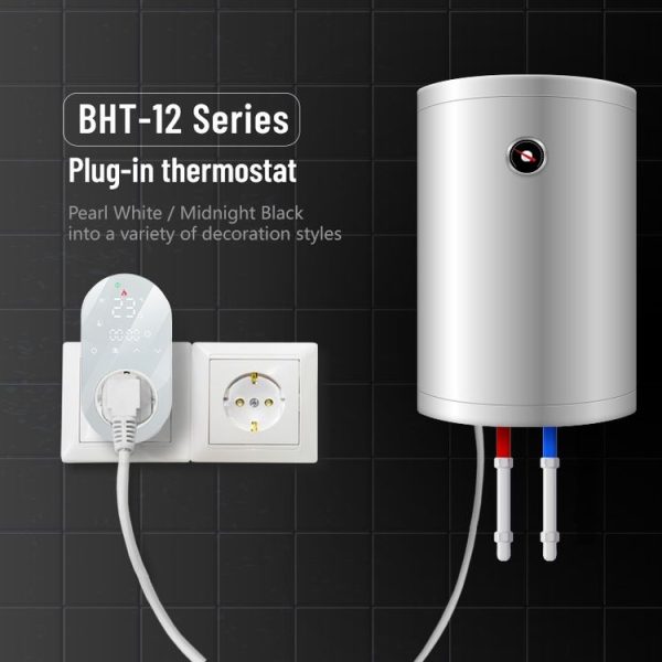 BHT12-EW Plug-in LED Thermostat With WiFi, EU Plug (Black) - Image 3