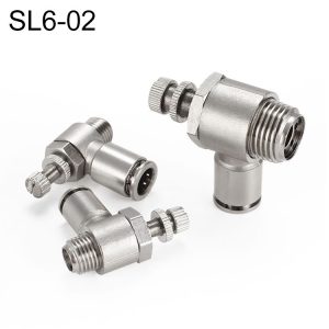 SL6-02 LAIZE Nickel Plated Copper Male Thread Throttle Valve Pneumatic Connector