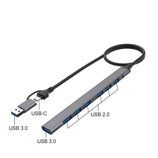 Onten OT-UCA9702 2 in 1 7-port Portable Multifunctional HUB Docking Station - Image 4