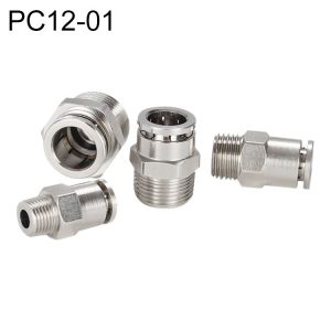 PC12-01 LAIZE Nickel Plated Copper Male Thread Straight Pneumatic Quick Connector