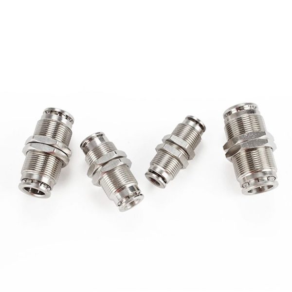 PM-8 LAIZE Nickel Plated Copper Bulkhead Straight Pneumatic Quick Connector - Image 2