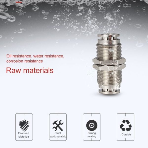 PM-8 LAIZE Nickel Plated Copper Bulkhead Straight Pneumatic Quick Connector - Image 4