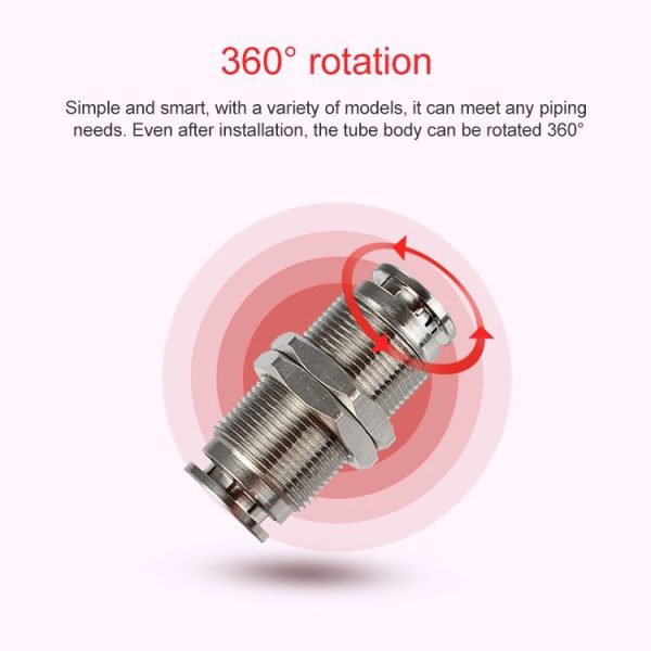 PM-8 LAIZE Nickel Plated Copper Bulkhead Straight Pneumatic Quick Connector - Image 6