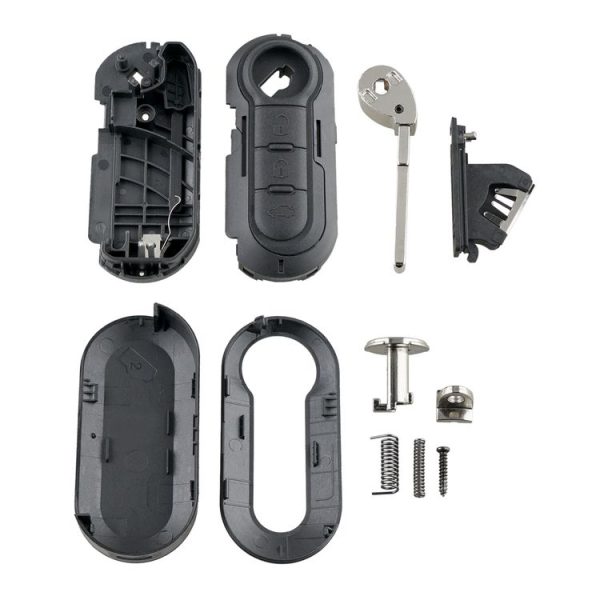 Fiat 3 Button Folding Car Key Case Remote Control Shell SIP22, Style: Black Switch Button - Image 2
