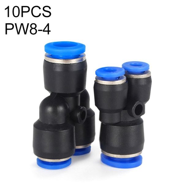 PW8-4 LAIZE 10pcs Plastic Y-type Tee Reducing Pneumatic Quick Fitting Connector