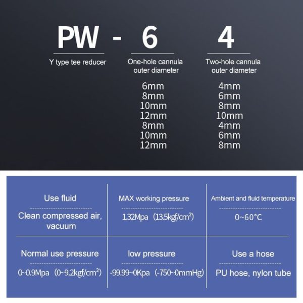 PW8-6 LAIZE 10pcs Plastic Y-type Tee Reducing Pneumatic Quick Fitting Connector - Image 5