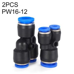 PW16-12 LAIZE 2pcs Plastic Y-type Tee Reducing Pneumatic Quick Fitting Connector