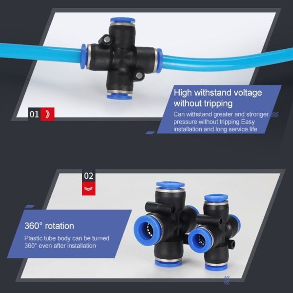 PZA-10 LAIZE 10pcs Plastic PZA Four-way Pneumatic Quick Fitting Connector - Image 6