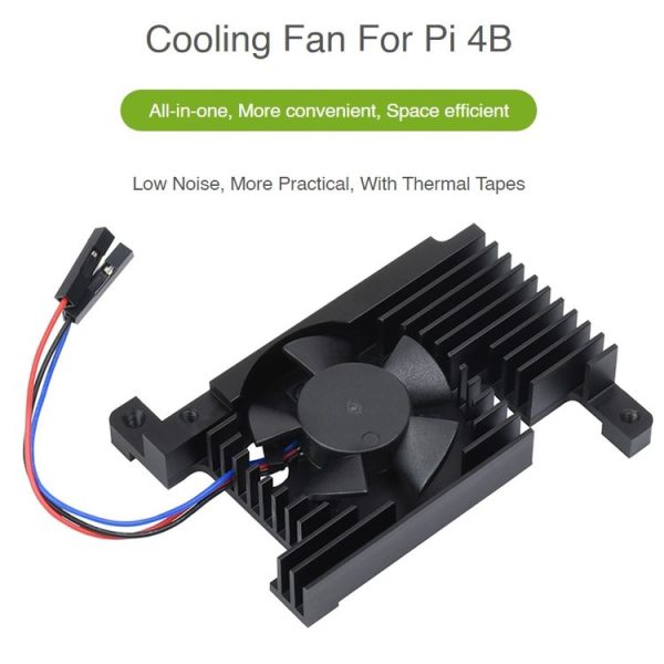 Waveshare Dedicated All-In-One Aluminum Alloy Cooling Fan For Raspberry Pi 4B - Image 4