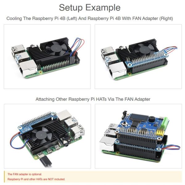 Waveshare Dedicated All-In-One Aluminum Alloy Cooling Fan For Raspberry Pi 4B - Image 5
