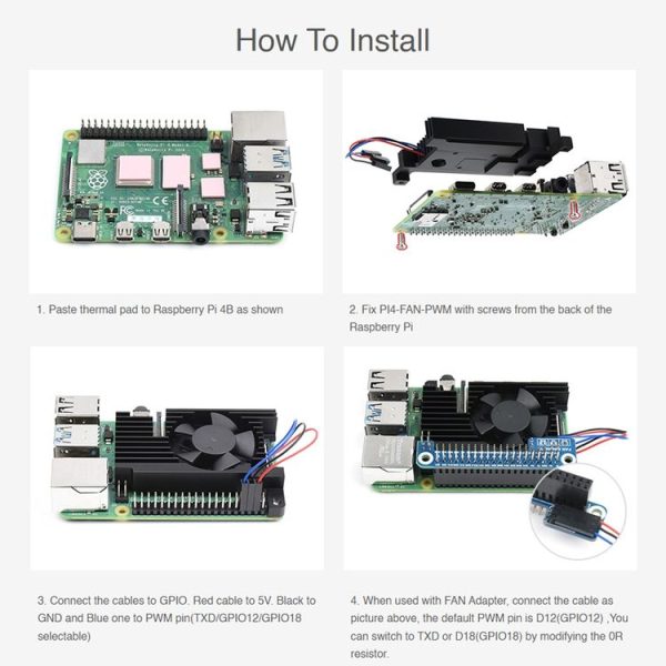 Waveshare Dedicated All-In-One Aluminum Alloy Cooling Fan For Raspberry Pi 4B - Image 8