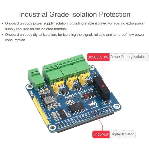 Waveshare Isolated RS485 CAN HAT For Raspberry Pi - Image 7