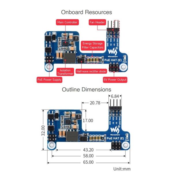 Waveshare Power over Ethernet HAT for Raspberry Pi 3B+ / 4B - Image 4
