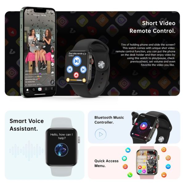 N76 Pro Max 1.92 inch Square Screen Smart Watch Supports Non-invasive Blood Glucose / Blood Oxygen Monitoring (Black) - Image 6