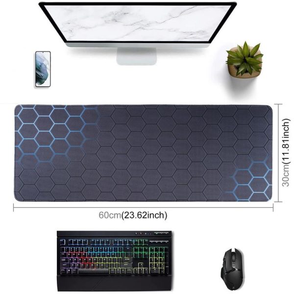 Anti-Slip Rubber Cloth Surface Game Mouse Mat Keyboard Pad, Size: 60 x 30 x 0.2cm (Blue Honeycomb) - Image 6