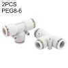 PEG8-6 LAIZE 2pcs PW T-type Tee Reducing Pneumatic Quick Fitting Connector