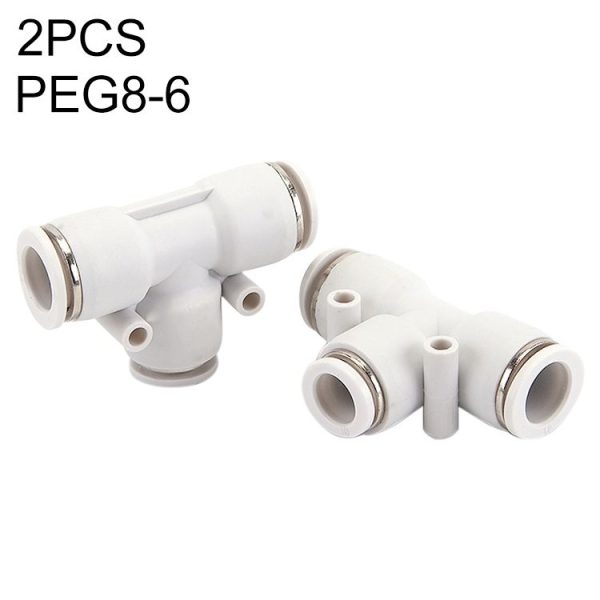 PEG8-6 LAIZE 2pcs PW T-type Tee Reducing Pneumatic Quick Fitting Connector