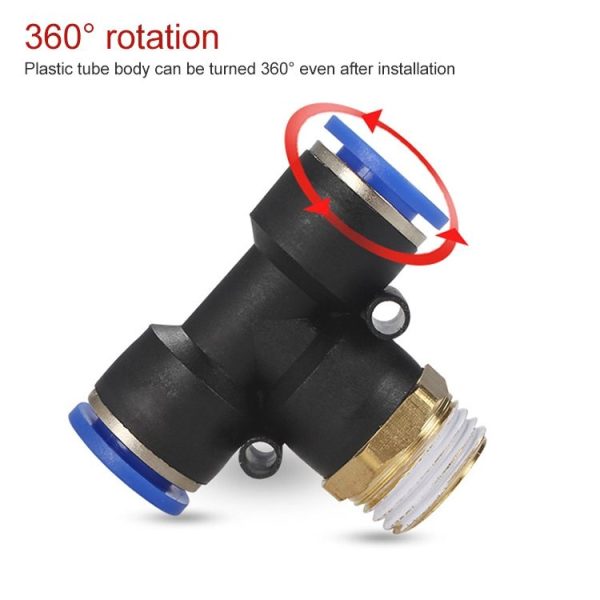PB4-01 LAIZE 10pcs Plastic T-type Tee Male Thread Pneumatic Quick Connector - Image 3