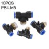 PB4-M5 LAIZE 10pcs Plastic T-type Tee Male Thread Pneumatic Quick Connector