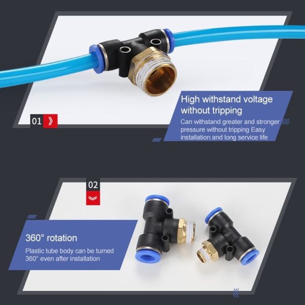PB12-01 LAIZE Plastic T-type Tee Male Thread Pneumatic Quick Connector - Image 7