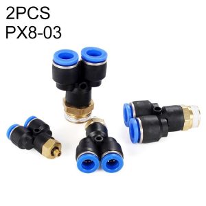 PX8-03 LAIZE 2pcs Plastic Y-type Tee Male Thread Pneumatic Quick Connector
