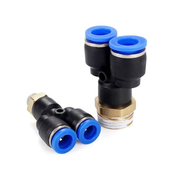 PX8-03 LAIZE 2pcs Plastic Y-type Tee Male Thread Pneumatic Quick Connector - Image 2