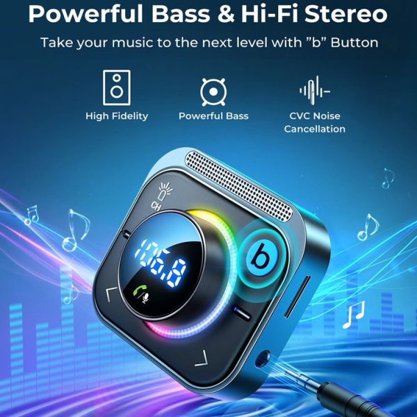 JOYROOM JR-CL18 Multi-port Car Wireless FM Transmitter with Coiled Cable (Silver) - Image 3