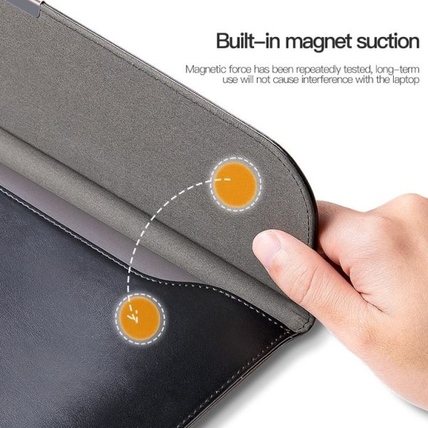 13.3 / 13.6 / 14 inch Laptop Ultra-thin Leather Laptop Sleeve (Black) - Image 5