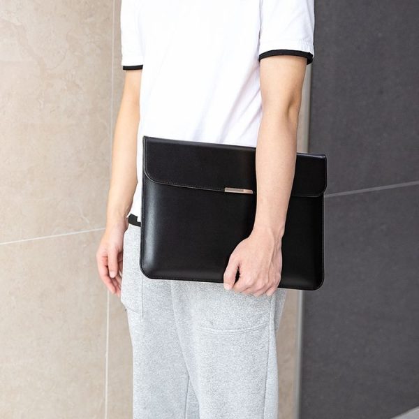 13.3 / 13.6 / 14 inch Laptop Ultra-thin Leather Laptop Sleeve (Black) - Image 8