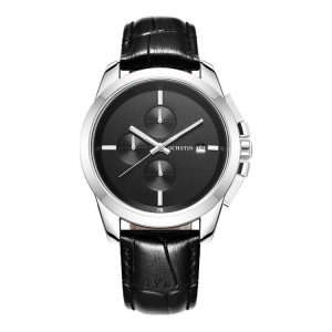 OCHSTIN 6059D Pilot Series Multifunctional Quartz Luminous Men Watch (Silver Black)