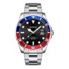 OCHSTIN 7019E Multifunctional Quartz Waterproof Luminous Steel Strap Men Watch (Blue Red+Silver)