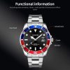 OCHSTIN 7019E Multifunctional Quartz Waterproof Luminous Steel Strap Men Watch (Blue Red+Silver) - Image 3
