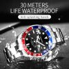 OCHSTIN 7019E Multifunctional Quartz Waterproof Luminous Steel Strap Men Watch (Blue Red+Silver) - Image 6