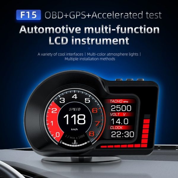 F15 Car High-definition LCD Instrument OBD+GPS HUD Head-up Display - Image 4