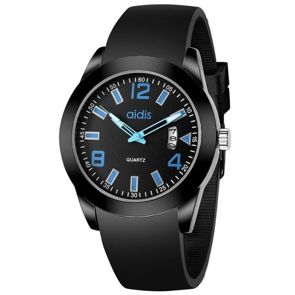 Addies MY-1601 Regular Version Silicone Watchstrap Quartz Watch, Support Calendar, Size: L (Blue) - Image 2