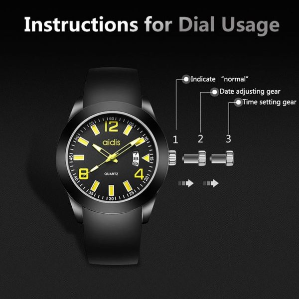 Addies MY-1601 Regular Version Silicone Watchstrap Quartz Watch, Support Calendar, Size: L (Blue) - Image 7