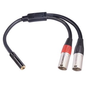 TC227YXK402-03 3.5mm Female to Dual XLR 3pin Male Audio Cable, Length: 30cm (Red Black)