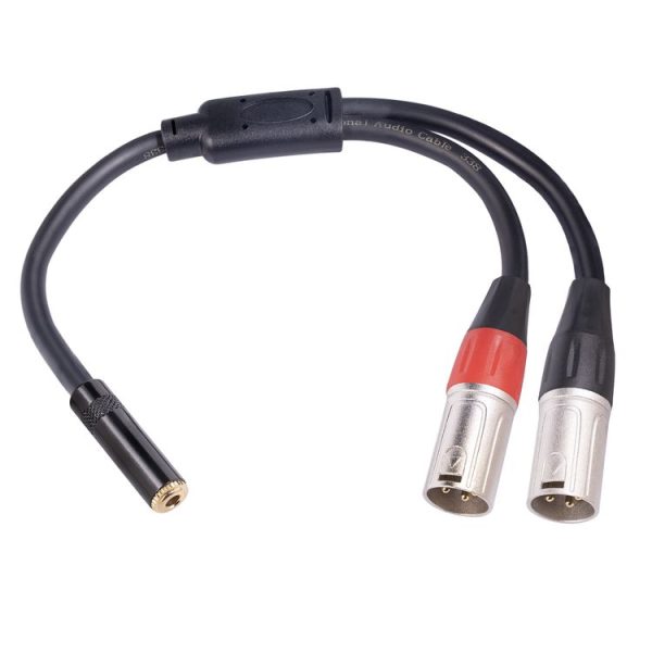 TC227YXK402-03 3.5mm Female to Dual XLR 3pin Male Audio Cable, Length: 30cm (Red Black)