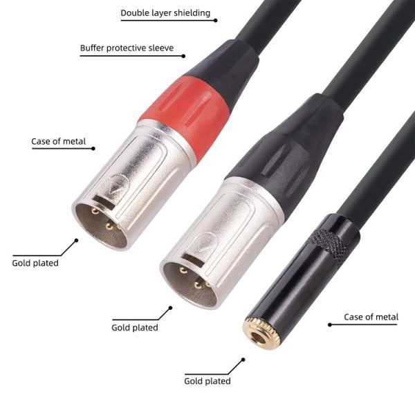 TC227YXK402-03 3.5mm Female to Dual XLR 3pin Male Audio Cable, Length: 30cm (Red Black) - Image 5