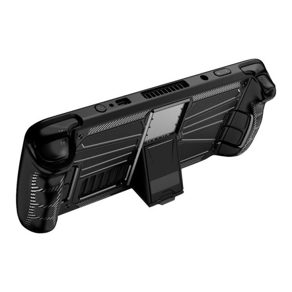 Steam Deck Shockproof PC + TPU Game Console Protective Case with Holder (Black)