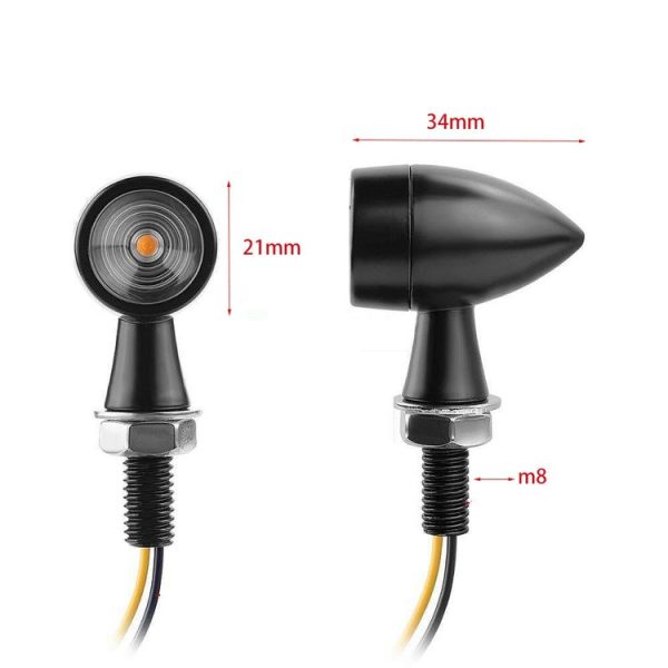 Kawasaki / Suzuki / Yamaha / Honda T-S002 1 Pair Motorcycle LED Mini Turn Signal Metal Retro Signal Light - Image 4