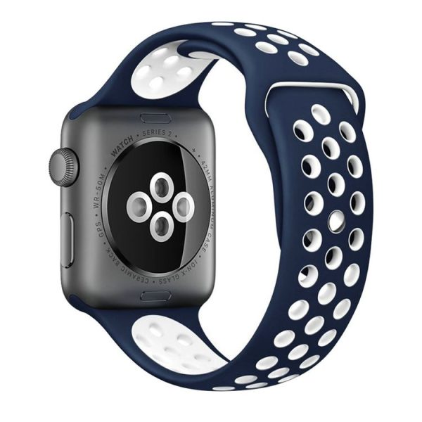Apple Watch Series SE 2&6&SE&5&4 40mm 2pcs Silicone Watch Band with 2pcs Soft Film (Blue White) - Image 3