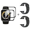 Apple Watch Series SE 2&6&SE&5&4 44mm 2pcs Silicone Watch Band with 2pcs Soft Film (Black Grey)