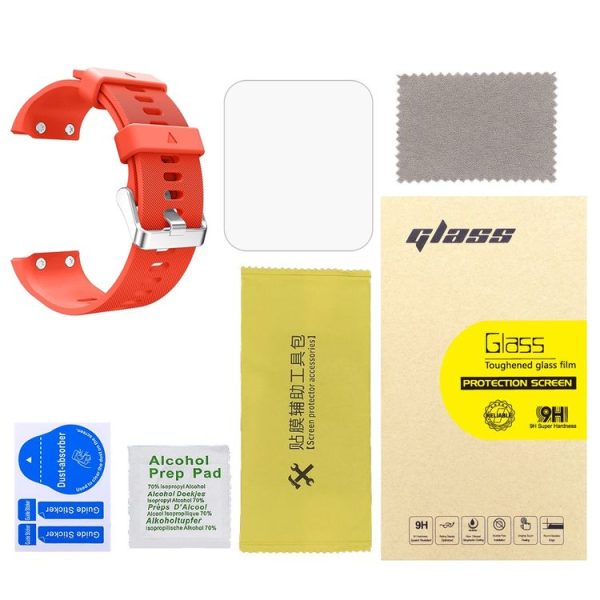 Garmin Forerunner 35 2pcs Silicone Sport Watch Band with 2pcs Tempered Glass Film (Orange) - Image 2