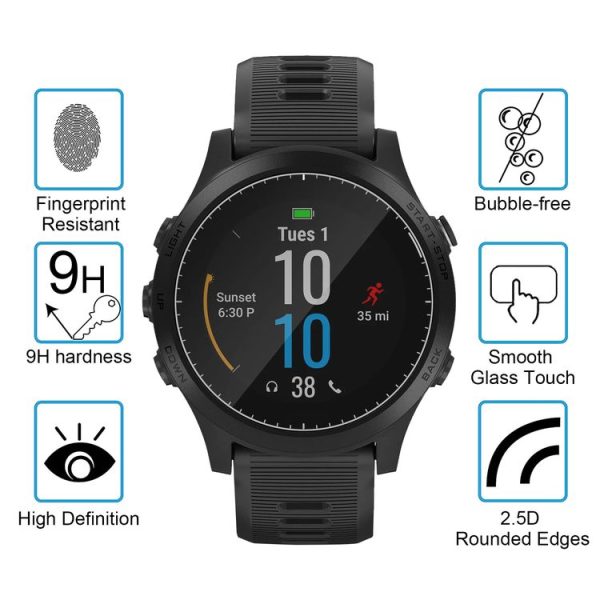 Garmin Forerunner 945 2pcs Silicone Watch Band with 2pcs Tempered Glass Film (Midnight Blue) - Image 4