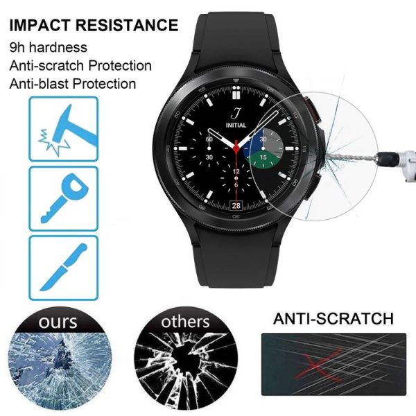 Samsung Galaxy Watch4 Classic 46mm 2pcs Silicone Watch Band with 2pcs Tempered Glass Film (Light Grey) - Image 5