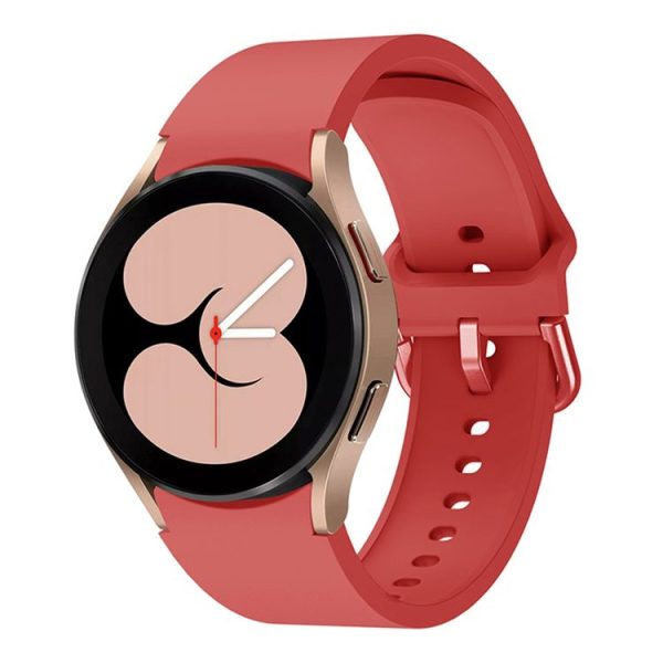 Samsung Galaxy Watch4 40mm 2pcs Silicone Colorful Buckle Watch Band with 2pcs Tempered Glass Film (Red) - Image 3