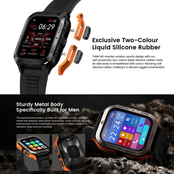 KOSPET TANK M2 1.85 inch IPS Screen Smart Watch, 5ATM & iP69K Outdoor Waterproof Support BT Calling / 70 Sports Modes (Orange) - Image 6