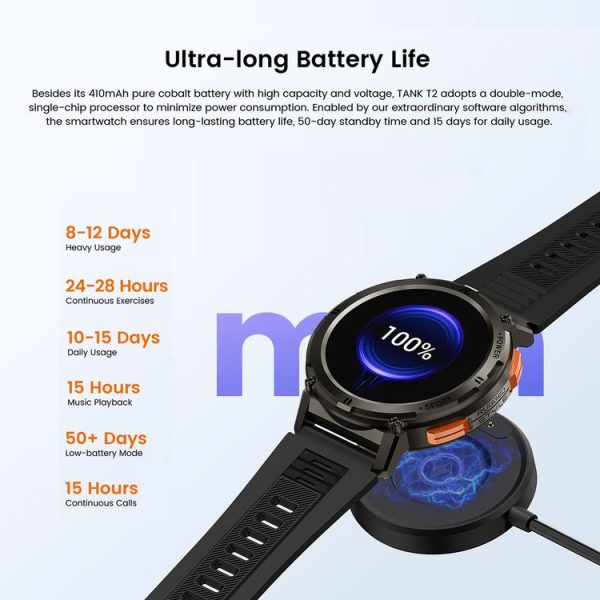 KOSPET TANK T2 1.43 inch AMOLED Screen Smart Watch, 5ATM & iP69K Outdoor Waterproof Support BT Calling / 70 Sports Modes (Silver) - Image 11